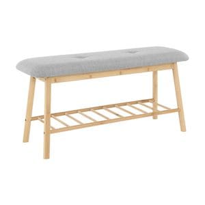 Bancheta hol bancheta DACENERGY, bambus, 90 x 30 x 45 cm, maro-gri