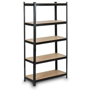 Raft metalic DacEnergy, realizat din MDF si profile zincate, 5 rafturi, capacitatea 265 kg raft, 1325 kg total, 180x90x40 cm, negru
