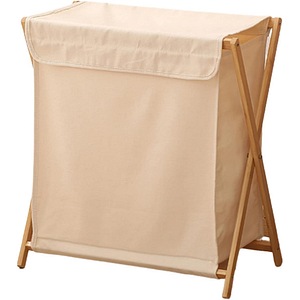 Cos de rufe, Quasar & Co., 1 compartimente si capac, pliabil, textil/bambus, 50 x 34 x 56.5 cm, bej