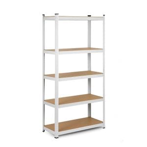 Raft metalic DacEnergy, raft din MDF, 5 rafturi, montaj fara suruburi, prin apasare, 175 kg pe raft, 875 kg total, 180x90x30 cm, alb