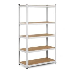 Raft metalic DacEnergy, raft din MDF, 5 rafturi, montaj fara suruburi, prin apasare, 125 kg pe raft, 625 kg total, 150 x 75 x 30 cm, alb
