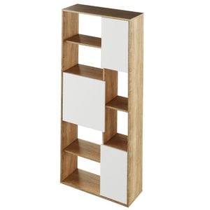 Biblioteca DacEnergy, 3 usi, stejar sonom-alb, 80 x 30 x 180 cm