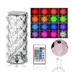 Lampa ambientala cu LED 16 culori, incarcare USB, control cu telecomanda si tactil
