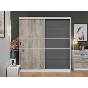 Dulap Forest, 02, Usi gri Antracit/Stejar, pal, l 184 x A 55 x H 194,8 cm