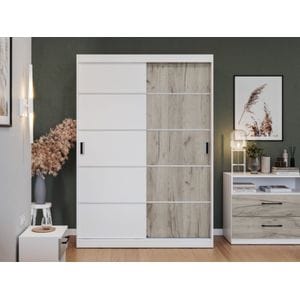 Dulap Forest, c138/01, usi alb/stejar k02, pal, L 138 x A 55 x H 194.8 cm