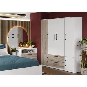 Dulap Relax, Alb/stejar, c165-02, pal melaminat, L 165 x A 48 x H 192,5 cm