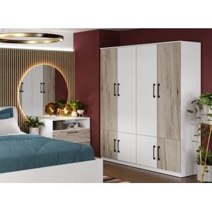 Dulap Relax, Alb/stejar, c164-04, pal melaminat, L 164 x A 48 x H 192,5 cm