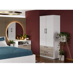 Dulap Relax, alb /stejar  c83-01, pal melaminat, L 83 x A 48 x H 192,5 cm
