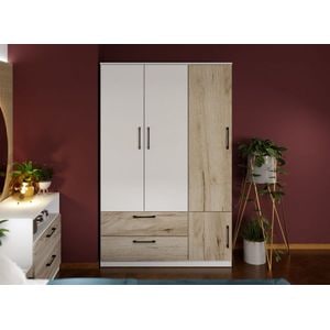 Dulap Relax, Alb/stejar, c124-01, pal melaminat, L 124 x A 48 x H 192,5 cm