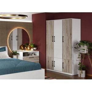 Dulap Relax, alb/stejar  c124-03, pal melaminat, L 124 x A 48 x H 192,5 cm