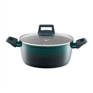 Oala cu capac 20cm, 2.3L, invelis Qualum Ceramic Stone Edition, AMBITION Ombre Green