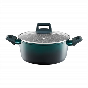 Oala cu capac 28cm, 6.7L, invelis Qualum Ceramic Stone Edition, AMBITION Ombre Green