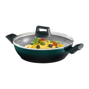 Tigaie adanca cu capac 28cm, 3.8L, invelis Qualum Ceramic Stone Edition, AMBITION Ombre Green