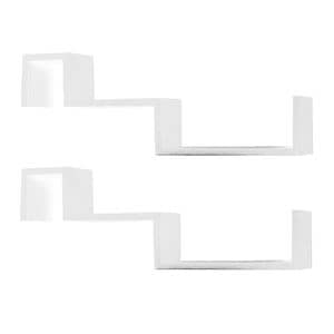Set polite DacEnergy, realizat din MDF folie, 2 bucati, de perete, design inedit, 77x10x27,5 cm, alb