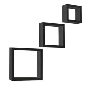 Set 3 polite DacEnergy, realizat din MDF infoliat, grosimea de 12mm, negru