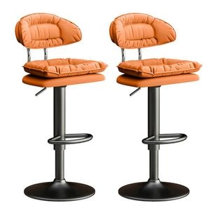 Set 2 scaune de bar, Quasar & Co., rotativ, sistem rotire 360, inalt, reglabil pe inaltime, suport picioare, pretabil bucatarie, metal/piele ecologica/burete, portocaliu