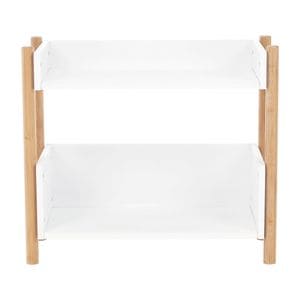 Etajera DacEnergy, realizat din MDF si bambus, design modern, 2 rafturi, 60x25x52,5 cm, finisaj natural si alb