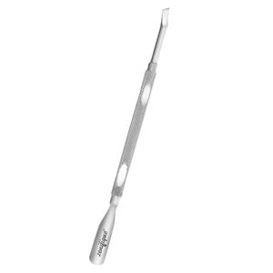 Instrument pentru cuticule Zenifique, cu 2 capete, suprafata antialunecare, din inox, argintiu