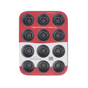 Tava pentru copt briose cu con, Strat antiaderent, Teflonat, 12 compartimente, AZHOME