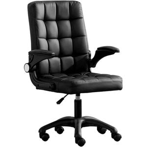 Scaun de birou, Quasar & Co., ergonomic, sezut si spatar buretat, manere rabatabile, inaltime reglabila, piele ecologica, negru