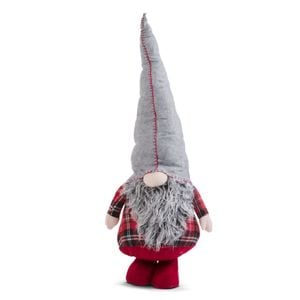 Figurina Decorativa Spiridus Scandinav de Craciun cu Inaltime 95 cm, Culoare Gri/Rosu