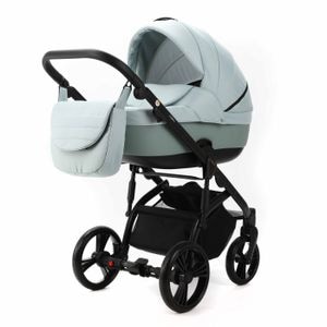 Carucior 2 in 1 Adamex Lanti PS25 cu dubla suspensie, Linen & EcoLeather, Mint Green