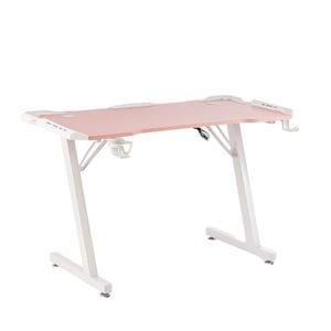 Birou de Gaming, 505Pink, 120 x 60 x 73 cm, Iluminare RGB, Cadru Otel, Blat MDF, Roz