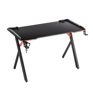Birou de Gaming, 504BK, 120 x 60 x 73 cm, Iluminare RGB, Cadru Otel, Blat MDF, Negru