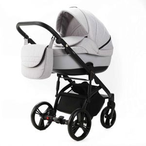 Carucior 2 in 1 Adamex Lanti PS46cu dubla suspensie, Linen & EcoLeather, Pearl