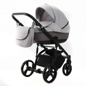 Carucior 2 in 1 Adamex Lanti PS79cu dubla suspensie, Linen & EcoLeather, Grey Heather