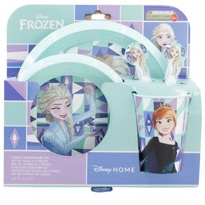 Set 5 piese pentru servit masa, plastic, fara BPA, multicolor, Ice Magic, Frozen, Disney