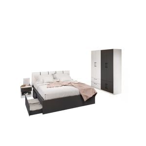 Mobila dormitor Benjamin C13, pat 160 x 200 cm, dulap, 2 noptiere, antracit