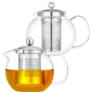 Set 2 ceainice cu infuzor, Quasar & Co., recipiente pentru ceai/cafea, 1.4 l, transparent