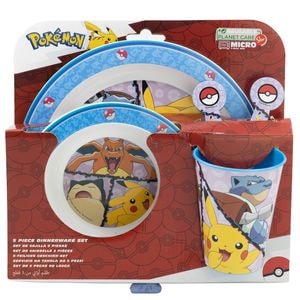 Set 5 piese pentru servit masa, plastic, fara BPA, multicolor, utilizabil la microunde, Distortion, Pokemon