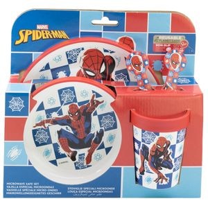 Set vesela 5 piese, anti-alunecare, fara BPA, compatibil la microunde, Arachnid, Spiderman