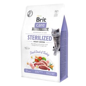 Hrana uscata pentru pisici BRIT CARE Sterilized Weight Control, Adult, rata si curcan, 400 g