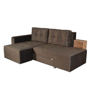 Canapea extensibila colt Rafael 160, Iza, multifunctionala, pat, Relaxa, lada, noptiere, perne, culoare maro, plus, 225x150x85