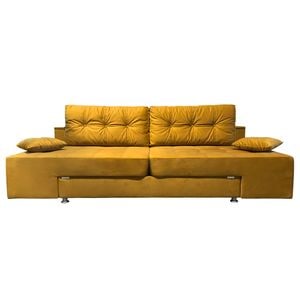 Canapea extensibila Rafael 160, Iza, pat, Relaxa, lada, noptiere, perne, culoare mustar, plus, 250x105x85