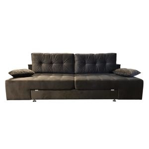 Canapea extensibila Rafael 160, Iza, pat, Relaxa, lada, noptiere, perne, culoare cafeniu, plus, 250x105x85
