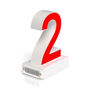 Cifra LED abcMIX, magnetica seria baza, reincarcabil, cifra 2, 170mm, rosu, 12VDC, IP20, 4W