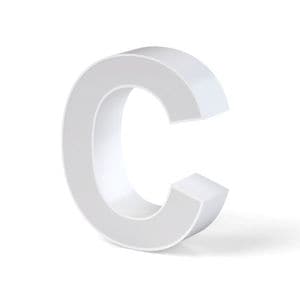 Litera volumetrica LED abcMIX seria pentru perete, litera C mare, 500mm, 6500K, IP65, 22.27W