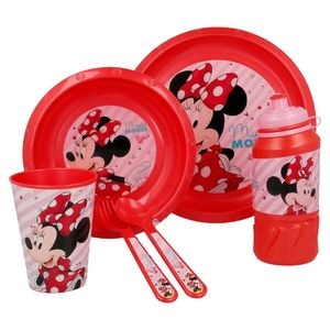 Set 6 piese pentru servit masa, plastic, fara BPA, rosu, Minnie Mouse, Disney