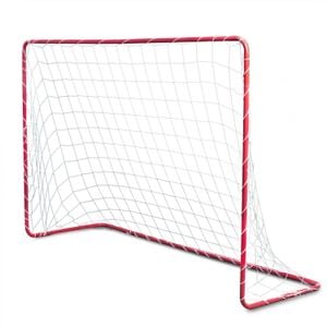 Poarta de fotbal DacEnergy, cadru din otel, plasa din polietilena, 4 ancore de montare, 183 x 122 x 61 cm, rosu