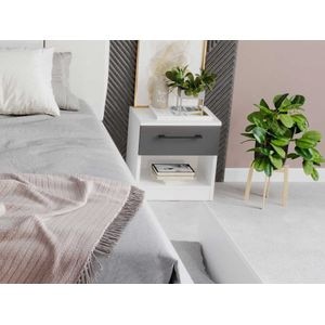Set Noptiere 2buc Avangard, culoare Alb Gri, L 39 x A 30,4 x H 41,5 cm