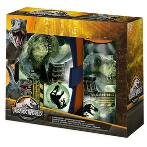 Set cutie sandwich plastic fara BPA si sticla apa din aluminiu, 400 ml, multicolor, Jurassic World