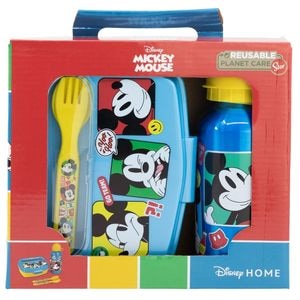 Set sticla apa 400 ml din aluminiu si cutie sandwich cu tacamuri, fara BPA, Fun-Tastic, Mickey Mouse