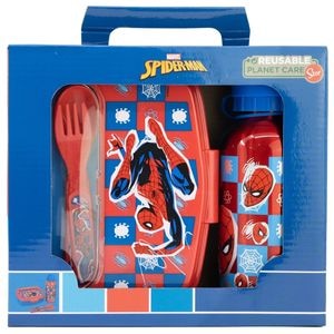 Set sticla apa 400 ml din aluminiu si cutie sandwich cu tacamuri, fara BPA, Arachnid, Spiderman