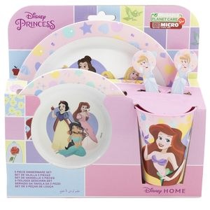 Set 5 piese pentru servit masa, plastic, fara BPA, multicolor, utilizabil la microunde, Princess, Disney