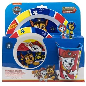 Set 5 piese pentru servit masa, plastic, fara BPA, multicolor, utilizabil la microunde, Paw Patrol