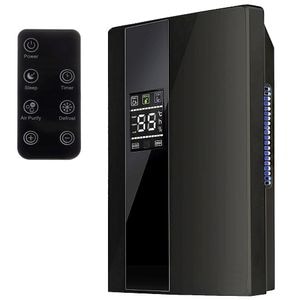 Dezumidificator si Purificator de Aer 2-in-1, Afisaj Temperatura/Umiditate, Randament 650ml/zi, Putere 90W, Anti-Mucegai, Telecomanda, Negru